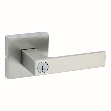 Kwikset Singapore Lever , Square Rose Entry Door Lock SmartKey , RCAL Latch, RCS Strike Satin Nickel Finish 740SALSQT-15S